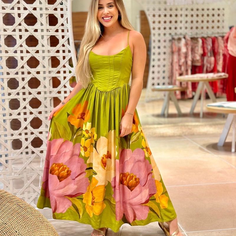 Vestido Farm Cropped Estampado Chita Bella M Farm Nunca Usado