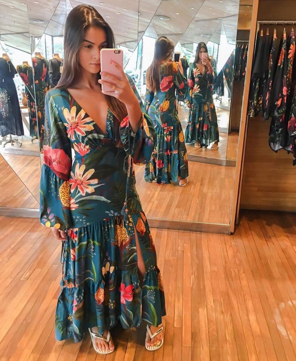 vestido onça em flor farm