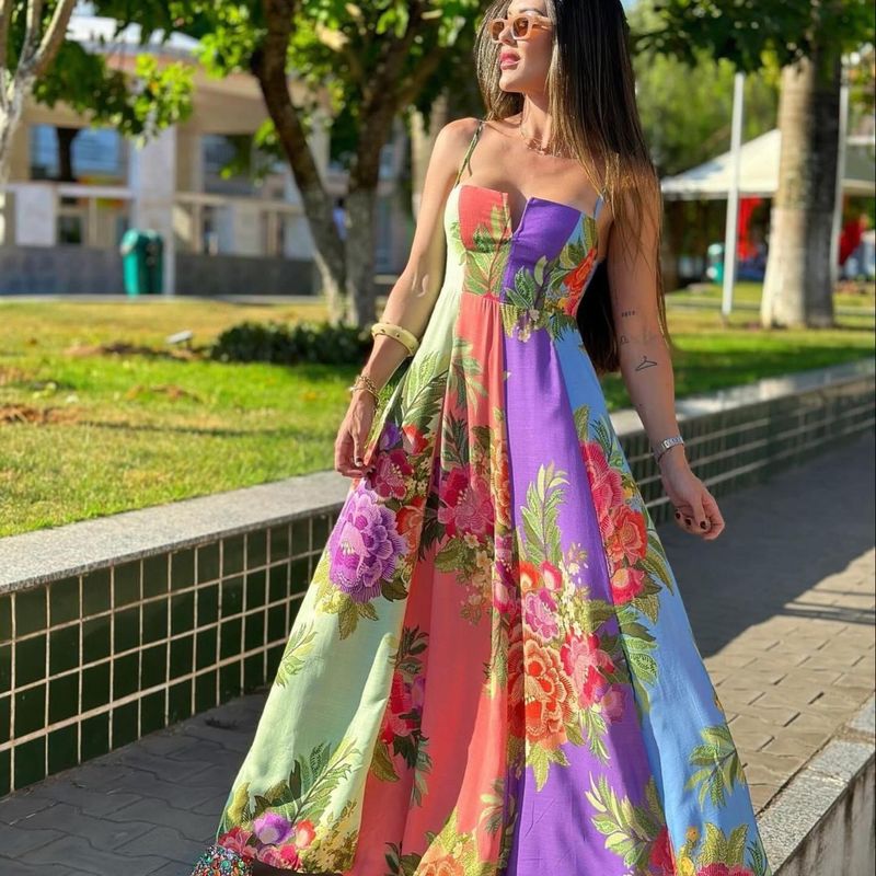 Vestido Longo Vestido Feminino Gg Vestido Farm Longo Estampado