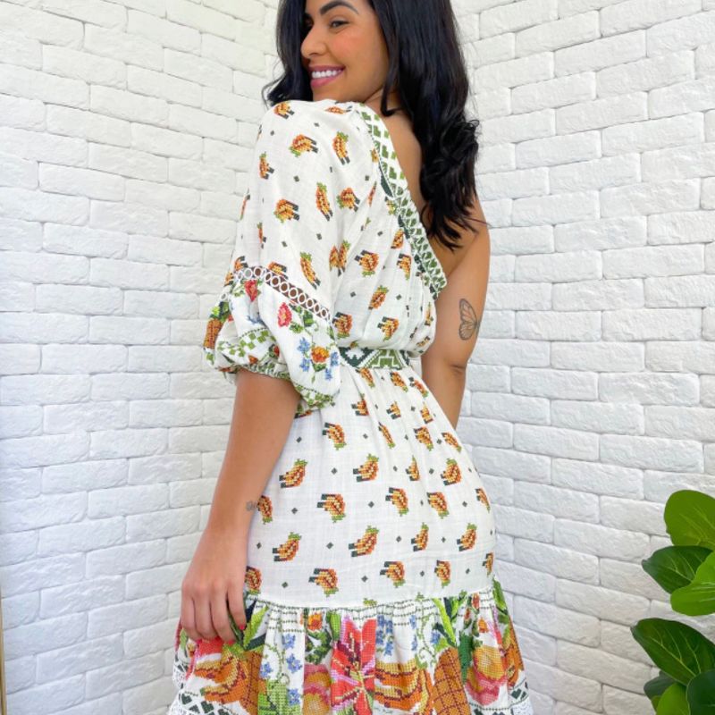 Vestido Curto Estampado Sonho De Banana - Farm Mobile