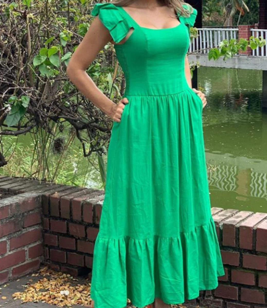 vestido longo verde casual