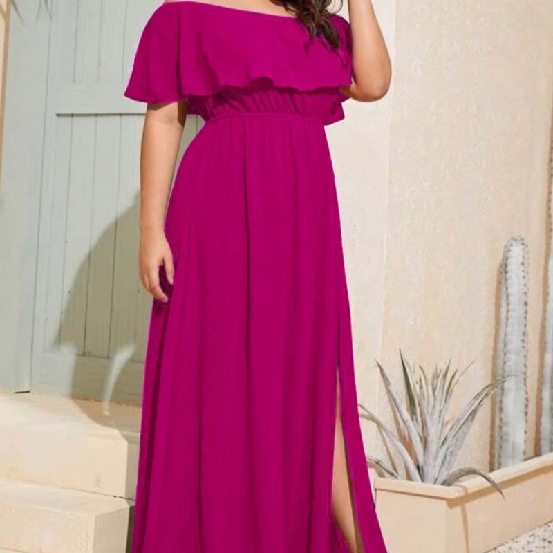 Vestido Longo Plus Size Tamanho Grande Rosa Pink - Donnaluu - Vestido Plus  Size Feminino - Magazine Luiza