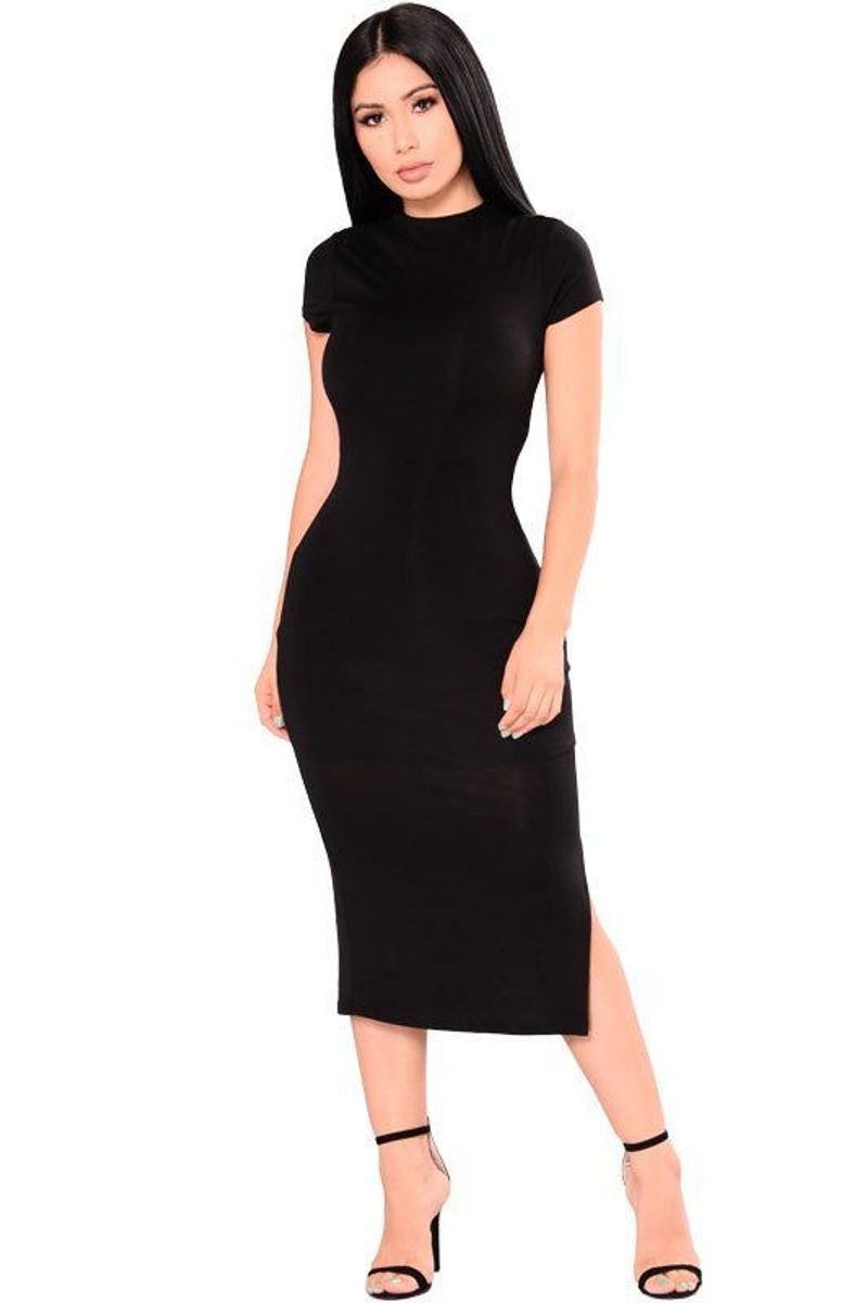 vestido longo tubinho com fenda