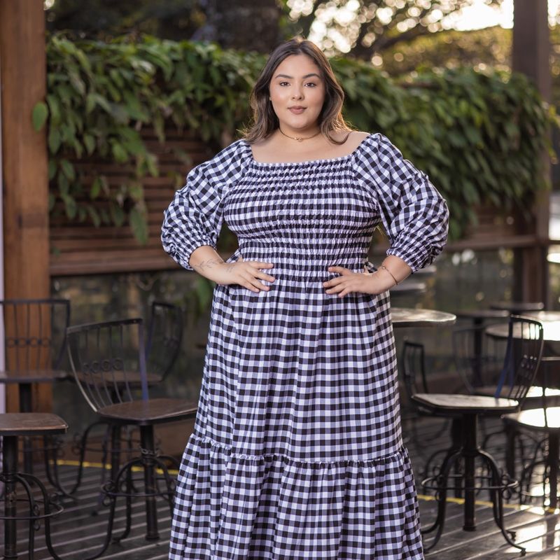 Vestido plus size sales xadrez