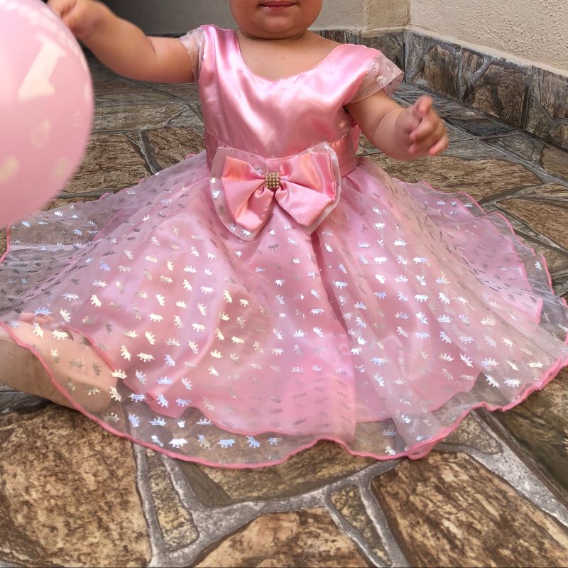 Vestido infantil para festa de best sale um ano