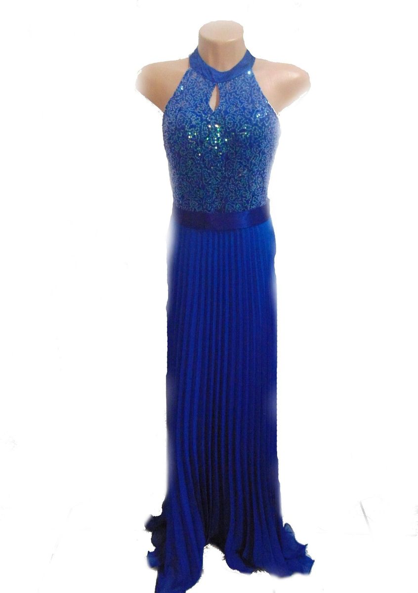 vestido de festa azul com brilho