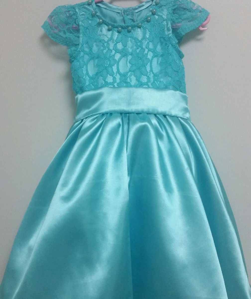 vestido festa infantil azul tiffany