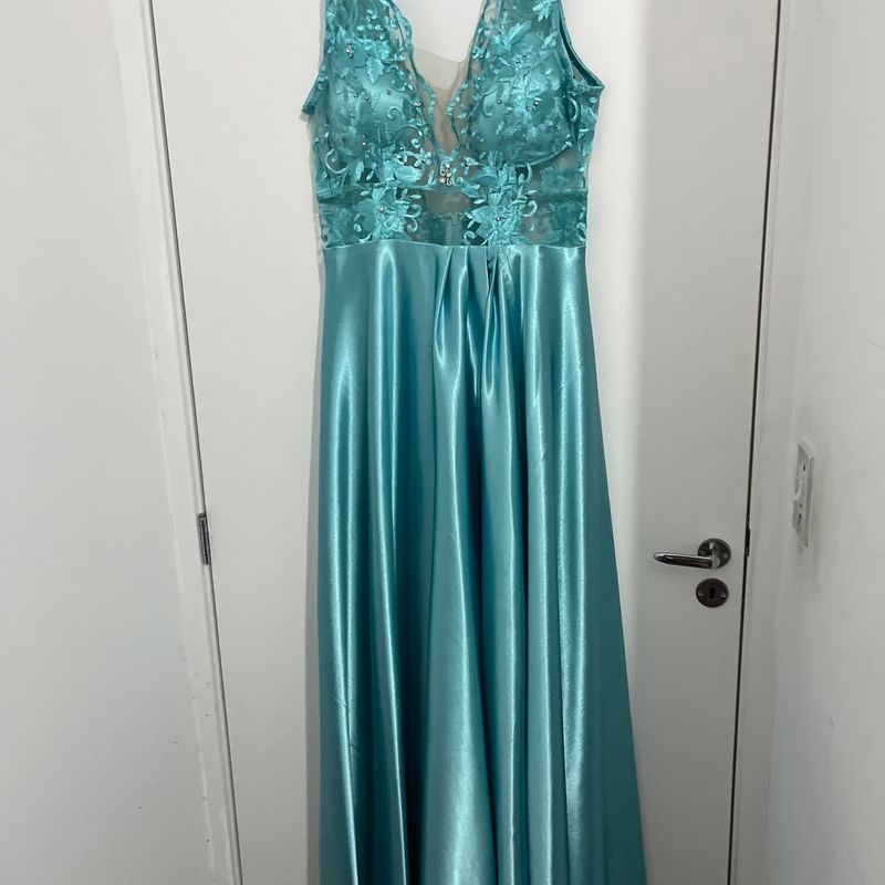 Vestido cetim best sale azul tiffany