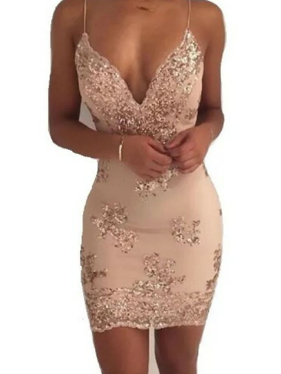 Vestidos de festa dourado hot sale curto