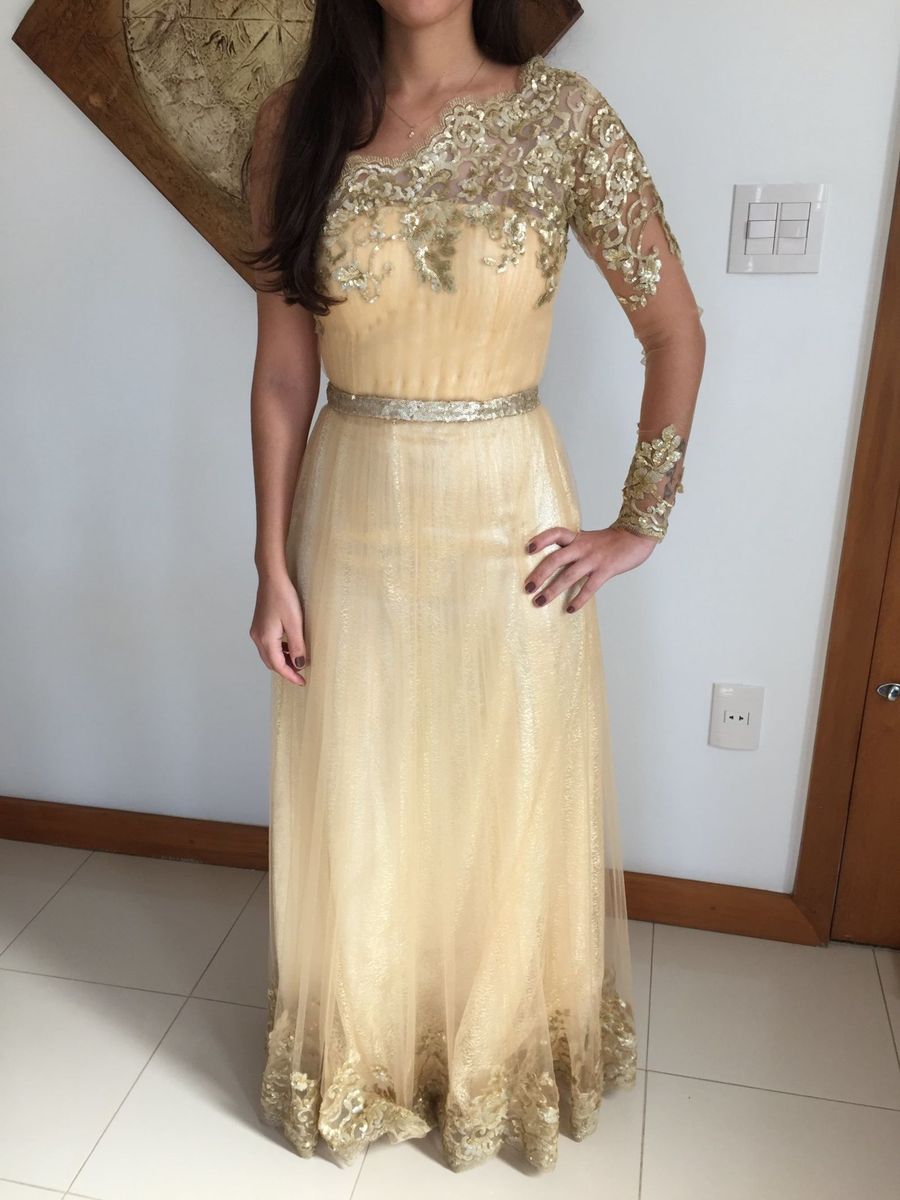 vestido para festa dourado