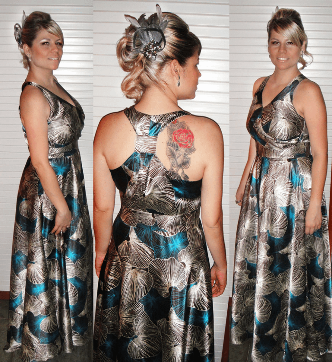 vestido festa estampado