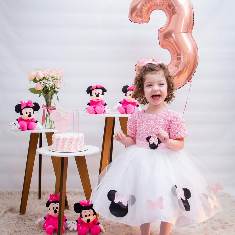 Roupa de aniversário da best sale minnie rosa