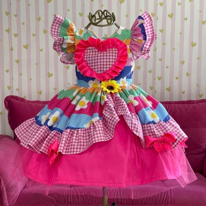 Vestido de festa sales junina infantil luxo