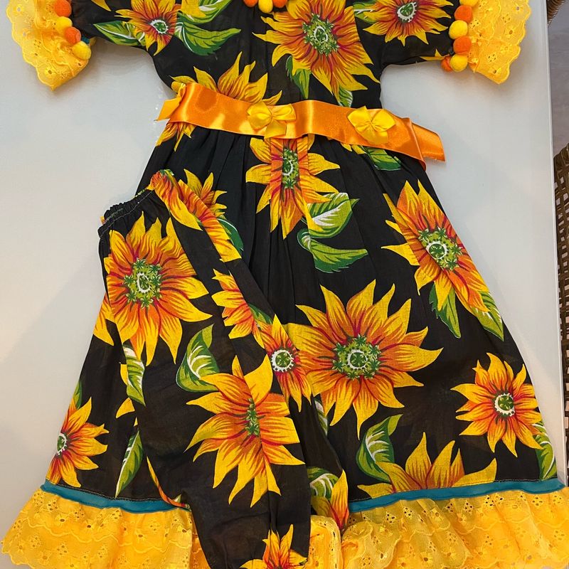 Vestido Festa Junina Girassol Roupa Infantil para Menina Usado 96121523  enjoei