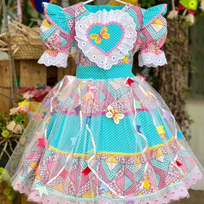 Vestido festa junina sales infantil chique