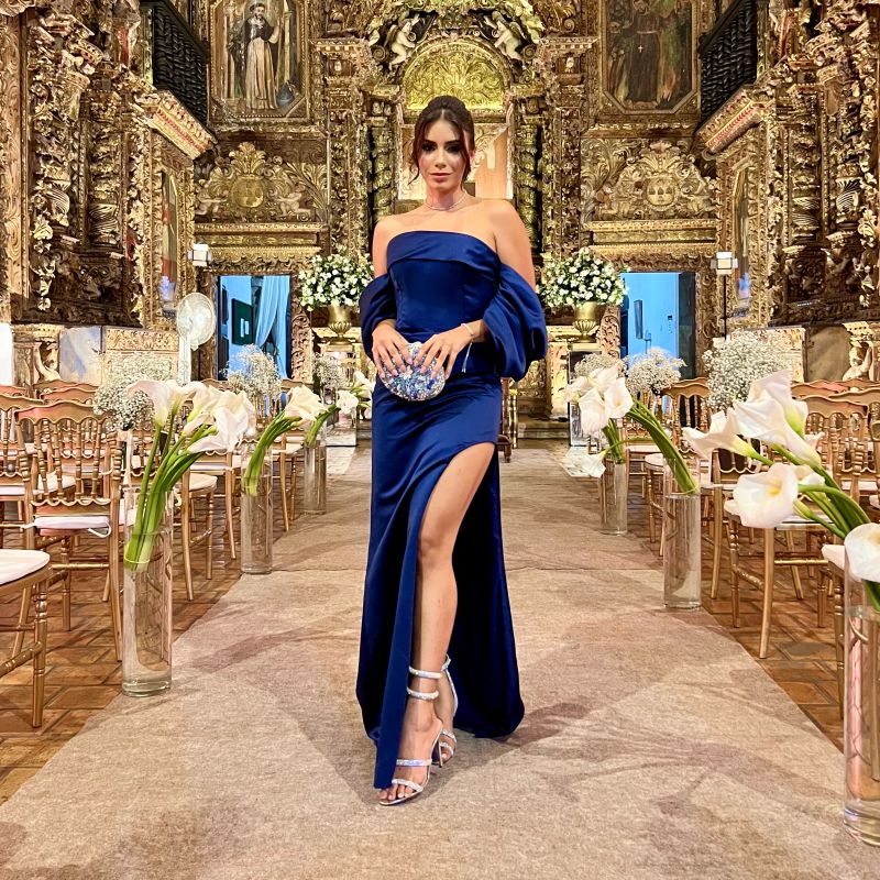 Vestido Festa Longo Azul Marinho P Vestido de Festa Feminino Usado  88547153 enjoei