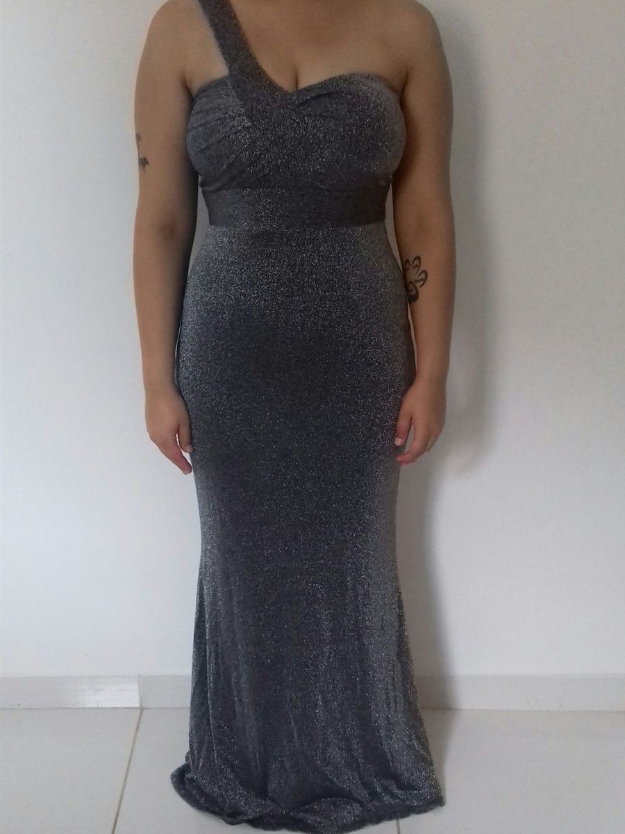 vestido longo em lurex