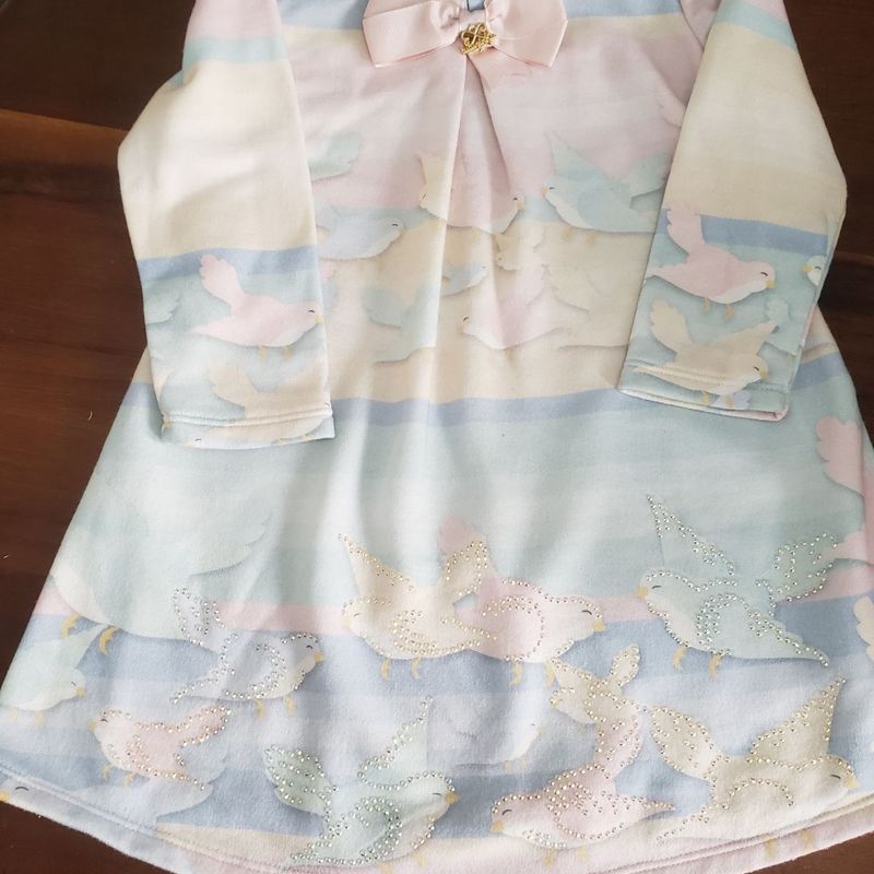 Vestido Festa Luluzinha Manga Longa Passarinho Roupa Infantil