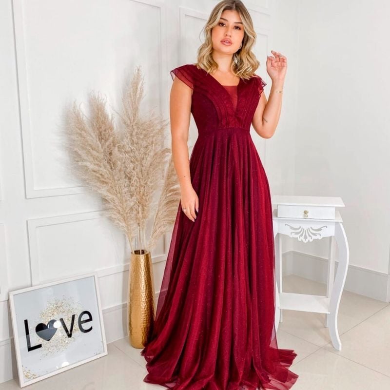 Vestido Festa Luxo Tule Casamento Formatura Madrinha Elegante | Vestido de  Festa Feminino Moda Gringa Nunca Usado 80803933 | enjoei