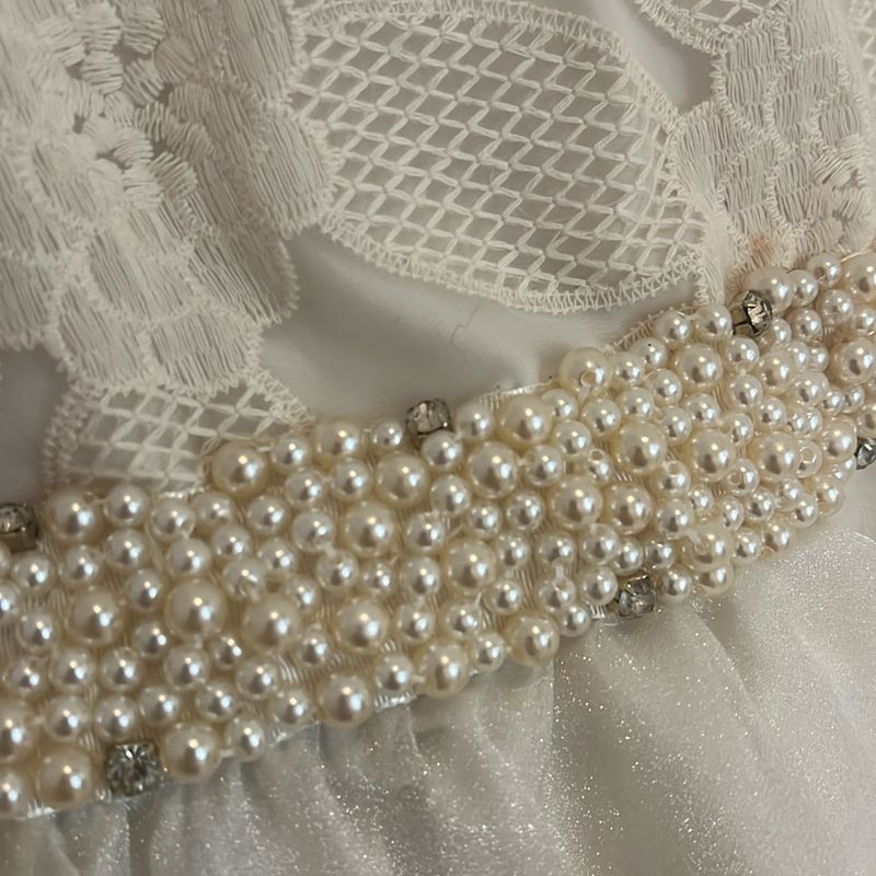 Vestido Festa Nude com Bordado em Pérolas e Strass No Cinto