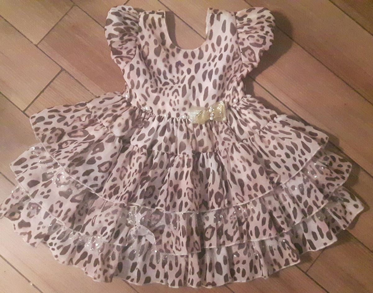vestido oncinha infantil