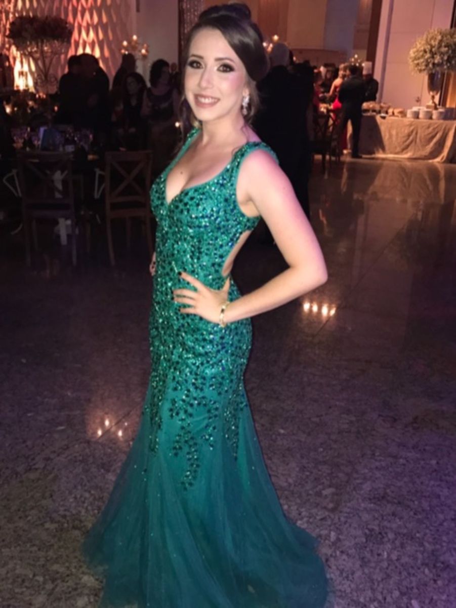 vestido de festa pedraria longo