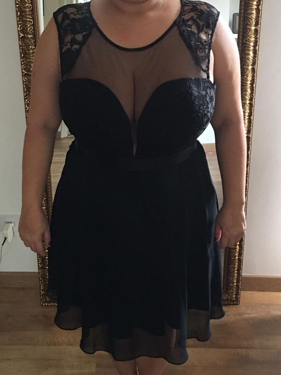 vestido de festa preto curto plus size