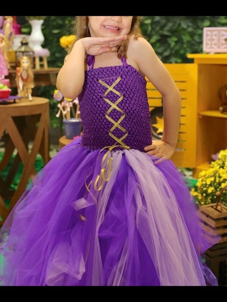 vestido de festa da rapunzel