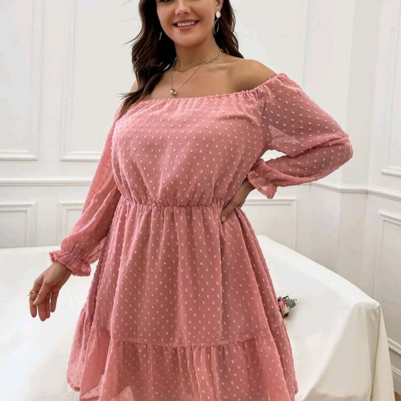 Vestido Festa Rosa Plus Size Midi Vestido Feminino Shein Nunca