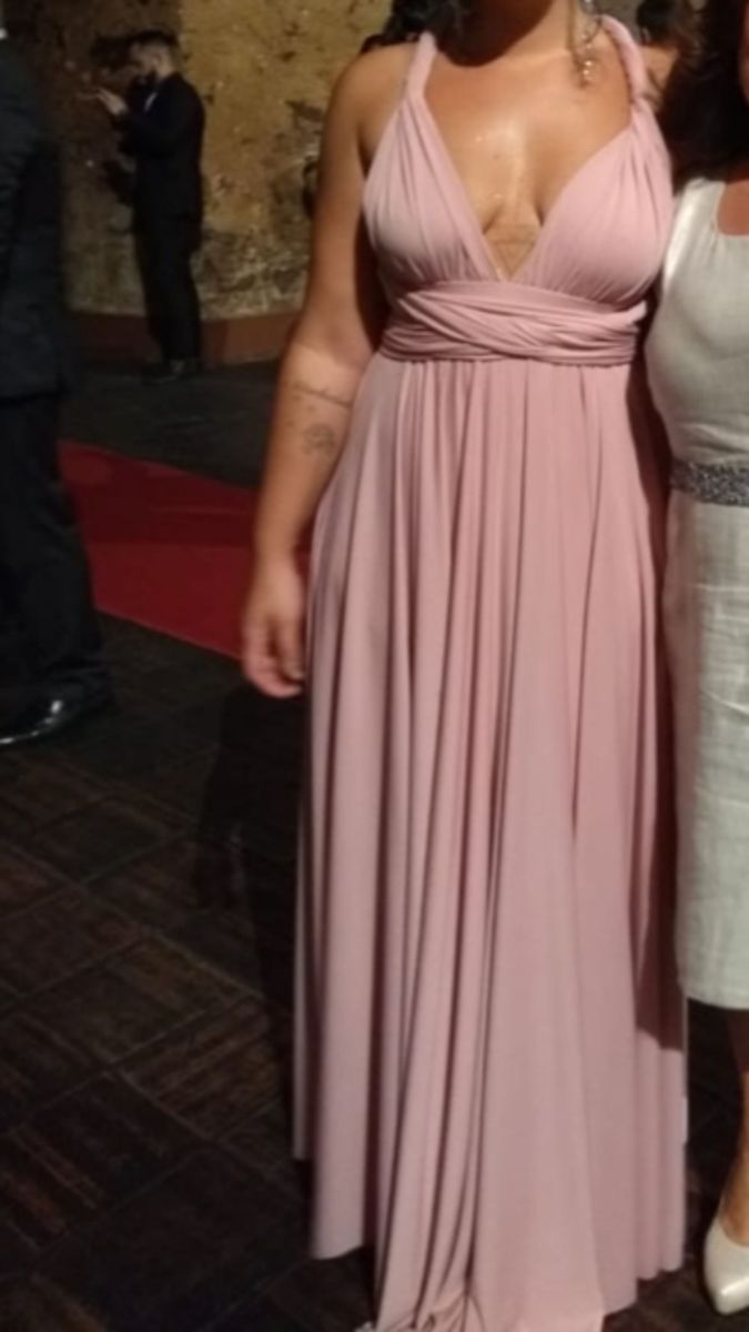 vestido de festa rosa queimado