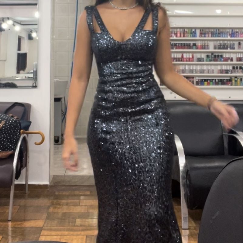 Vestido Festa Tvz Azul Marinho Paete Decote Costas Abertas Sereia Vestido  de Festa Feminino Tvz Nunca Usado 105771095 enjoei