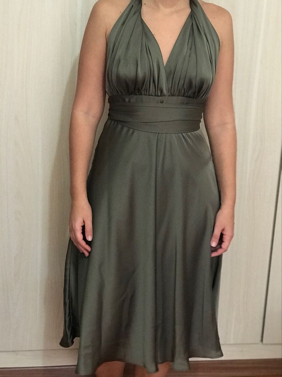 vestido de festa verde militar