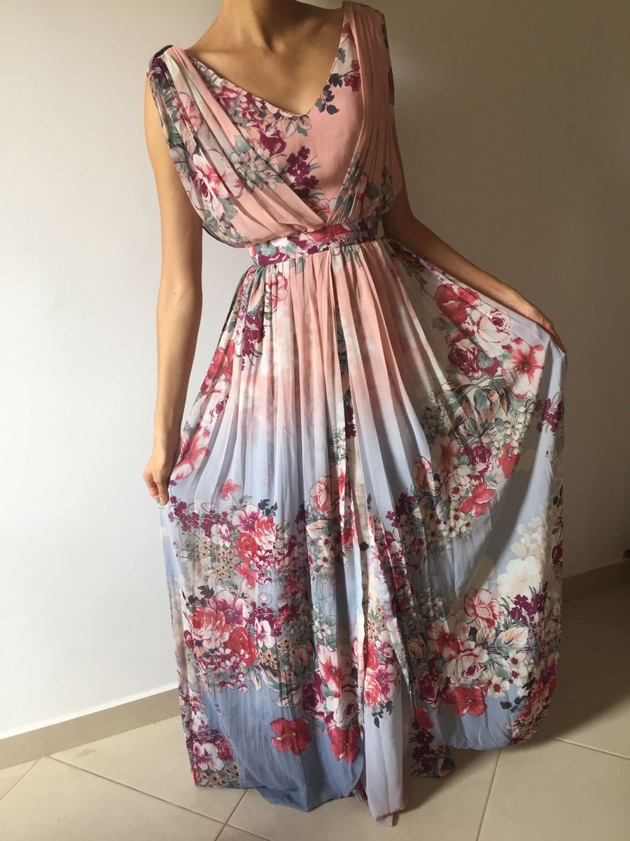 vestido floral crepe