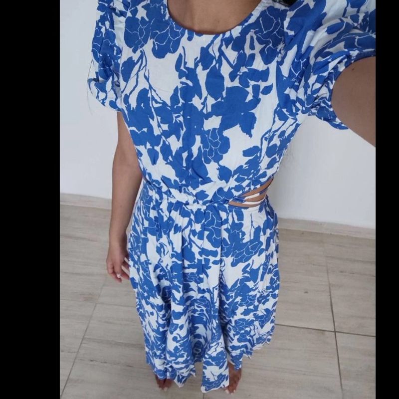 Vestido Midi Floral Azul Shein | Vestido Feminino Shein Nunca Usado  63028115 | enjoei