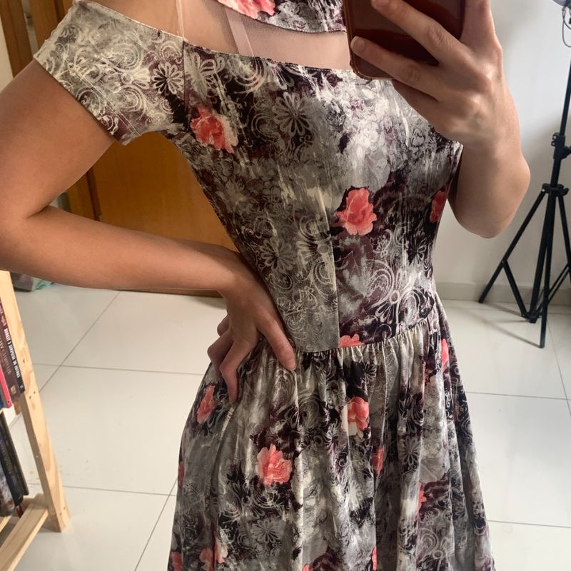 Vestido Floral Viscose Vestido de Festa Feminino Quintess Usado