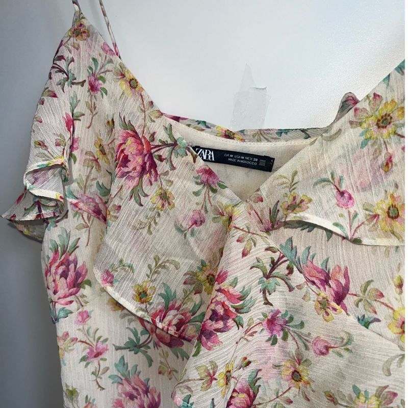 Vestido Fluido Estampado em Chiffon Zara | Zara Nunca Usado 112051376 |  enjoei