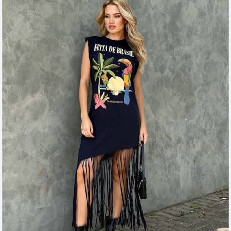 Vestido Franja Farm Vestido Feminino Farm Usado 104243843 enjoei