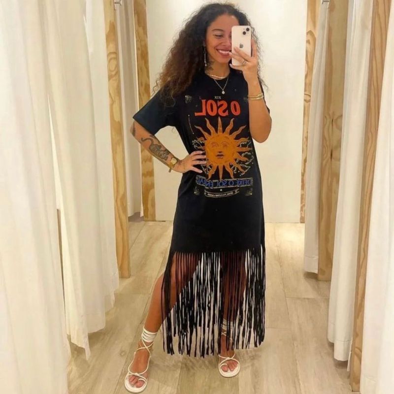 Vestido Franja Farm Vestido Feminino Farm Usado 96170204 enjoei