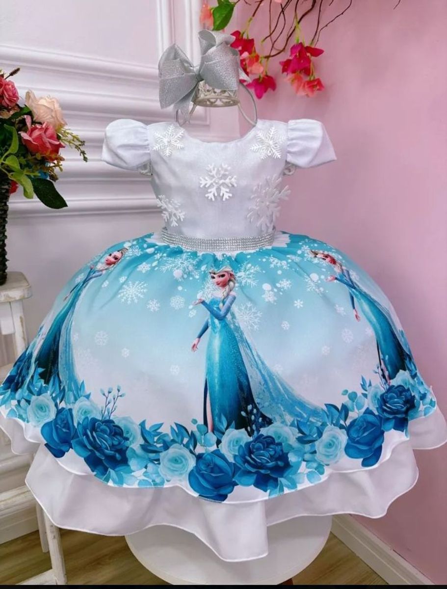 Vestido best sale frozen luxo