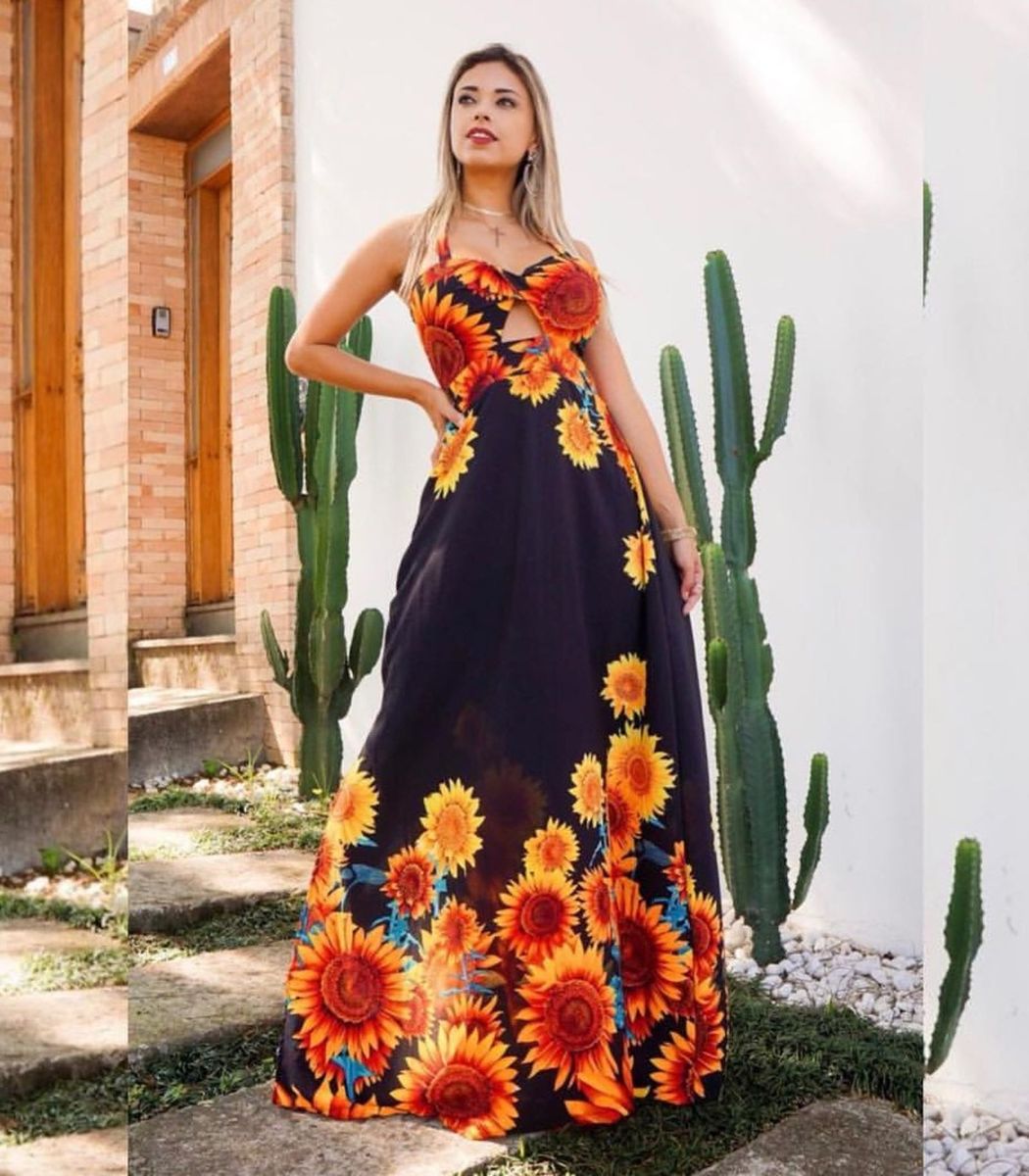 vestido estampado de girassol