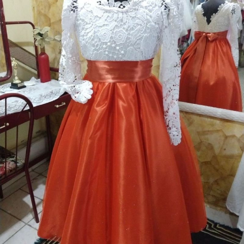 Vestido de florista branco sales e vermelho