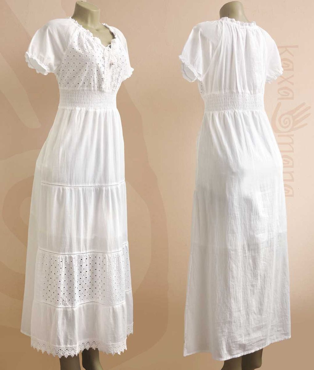 vestido branco longo hippie