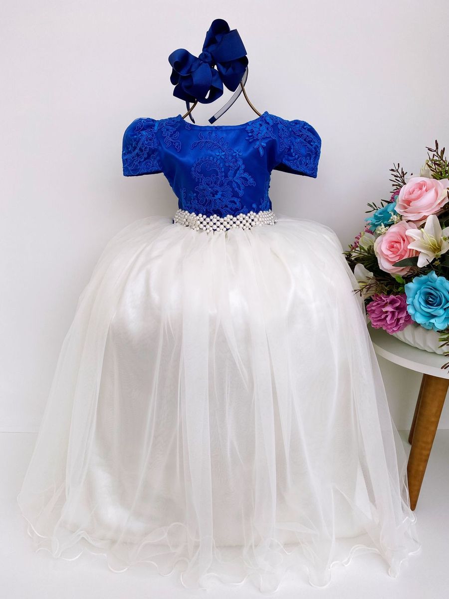 Vestido infantil da princesa Sofia com bordado em pérolas