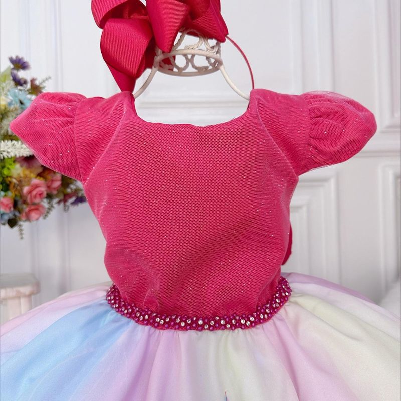 Vestido Infantil Barbie Pink Festa Luxo
