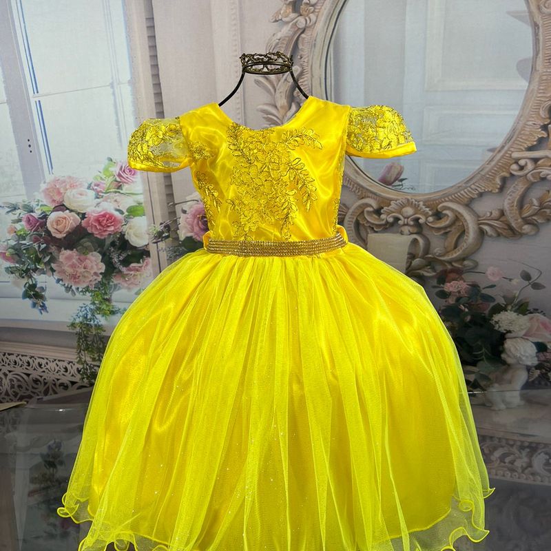 Vestido infantil amarelo para 2024 festa