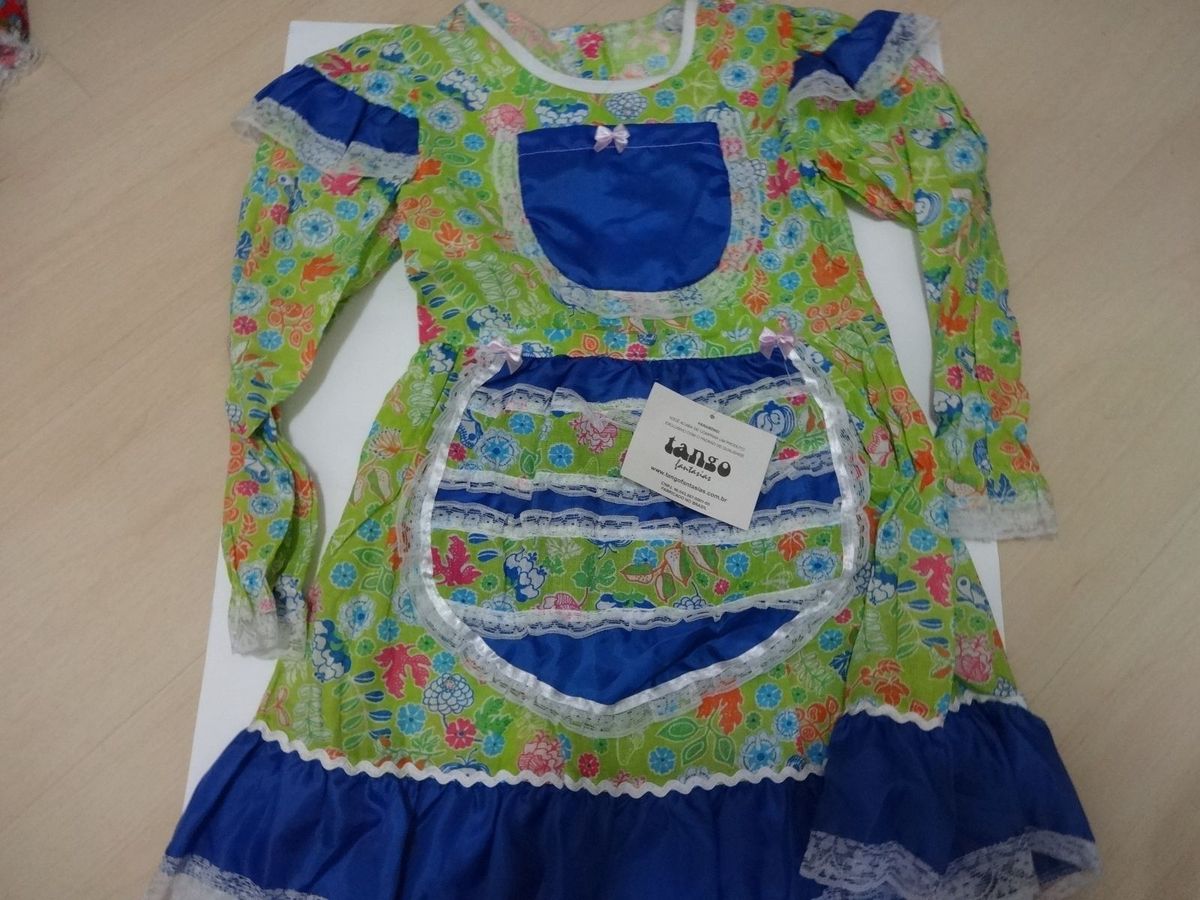 vestido caipira infantil manga longa