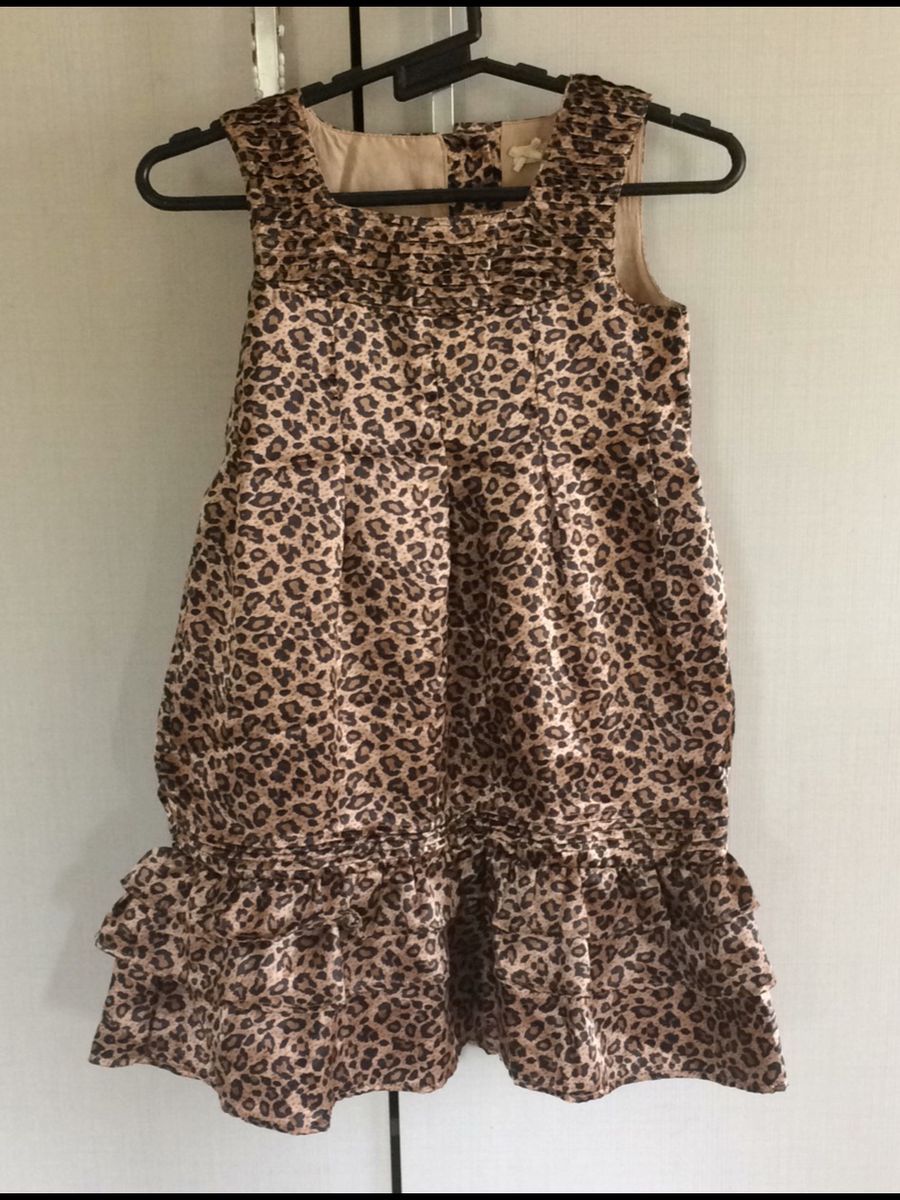vestido infantil estampa de onça