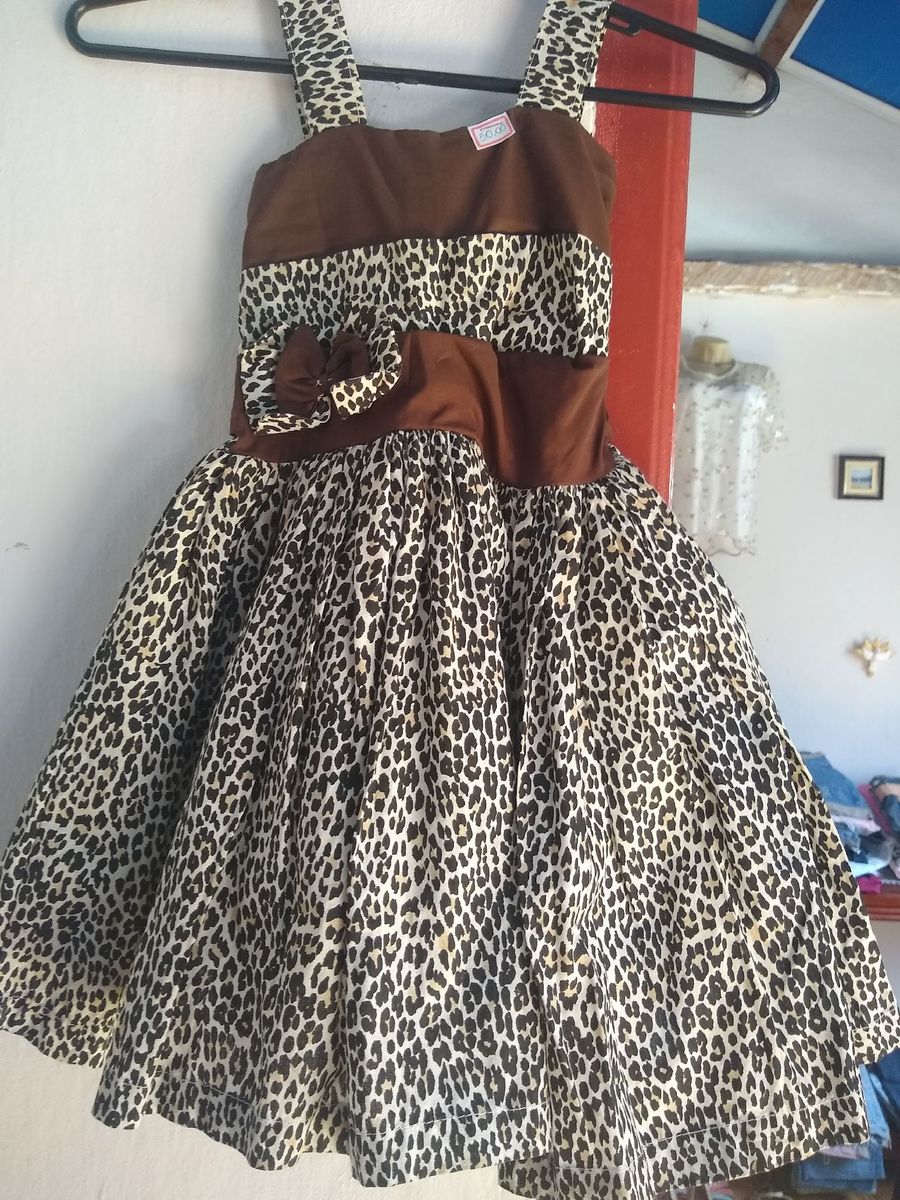 vestido infantil estampa de onça