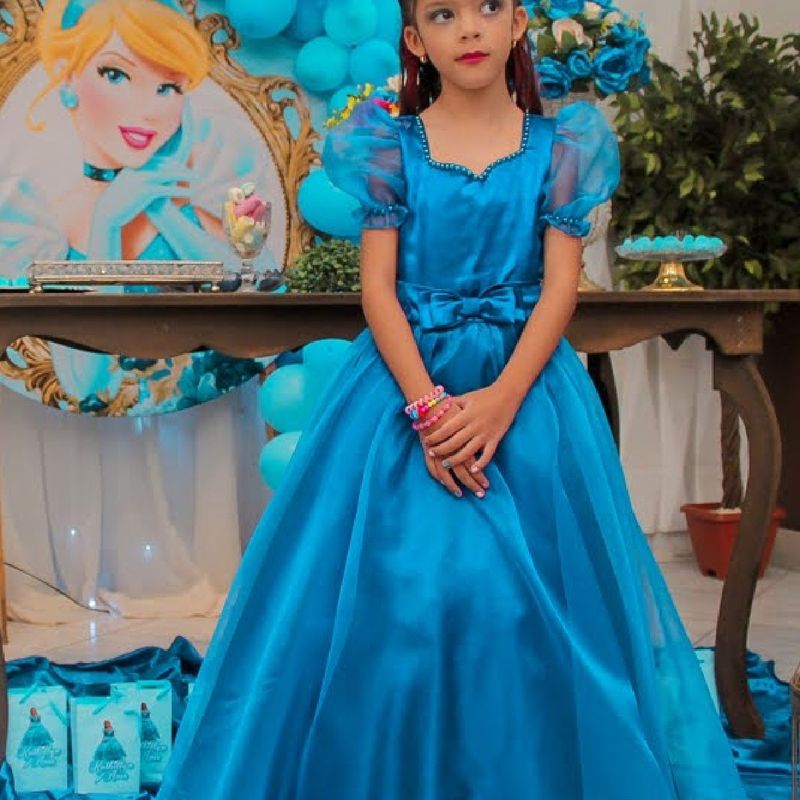 Vestido Fantasia Luxo Princesas Cinderela