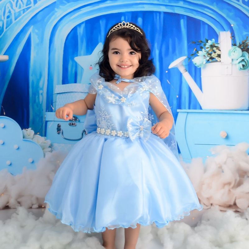Vestido Cinderela Frozen Infantil de Princesa Daminha Formatura Aniversário